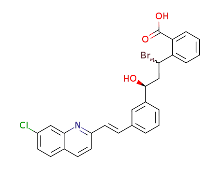 Molecular Structure of 1026009-57-3 (2-((S)-1-Bromo-3-{3-[(E)-2-(7-chloro-quinolin-2-yl)-vinyl]-phenyl}-3-hydroxy-propyl)-benzoic acid)