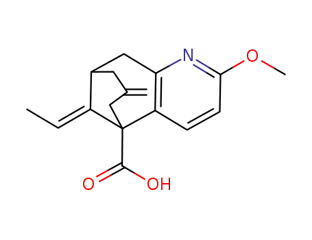 Molecular Structure of 151619-37-3 (13-Eth-(E)-ylidene-5-methoxy-11-methylene-6-aza-tricyclo[7.3.1.0<sup>2,7</sup>]trideca-2<sup>(7)</sup>,3,5-triene-1-carboxylic acid)