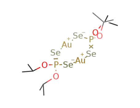 Molecular Structure of 1243076-08-5 (C<sub>12</sub>H<sub>28</sub>Au<sub>2</sub>O<sub>4</sub>P<sub>2</sub>Se<sub>4</sub>)