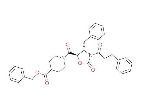 benzyl N-[(4S,5R)-4-benzyl-3-(3-phenylpropionyl)-1,3-oxazolidin-2-one-5-carbonyl]piperidine-4-carboxylate
