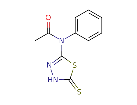 Molecular Structure of 875815-11-5 (<i>N</i>-phenyl-<i>N</i>-(5-thioxo-4,5-dihydro-[1,3,4]thiadiazol-2-yl)-acetamide)