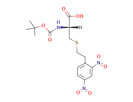 Molecular Structure of 142055-27-4 (L-Cysteine,
N-[(1,1-dimethylethoxy)carbonyl]-S-[2-(2,4-dinitrophenyl)ethyl]-)