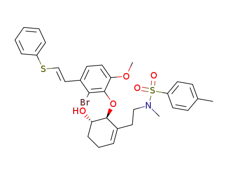 N-(2-{(5S,6S)-6-[2-Bromo-6-methoxy-3-((E)-2-phenylsulfanyl-vinyl)-phenoxy]-5-hydroxy-cyclohex-1-enyl}-ethyl)-4,N-dimethyl-benzenesulfonamide