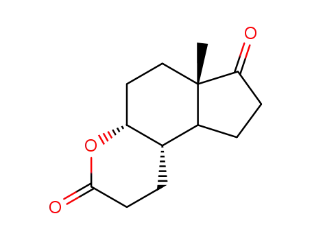 Molecular Structure of 64053-02-7 (Cyclopenta[f][1]benzopyran-3,7-dione, decahydro-6a-methyl-, [4aS-(4aa,6aa,9ab,9ba)]-)