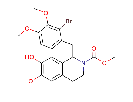Molecular Structure of 164228-31-3 (1-(2-bromo-3,4-dimethoxybenzyl)-7-hydroxy-6-methoxy-N-methoxycarbonyl-1,2,3,4-tetrahydroisoquinoline)