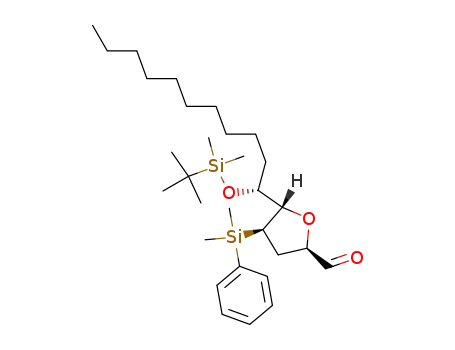 Molecular Structure of 863604-39-1 ((2R,4R,5S)-5-[(1R)-1-(tert-butyldimethylsilanyloxy)undecyl]-4-(dimethylphenylsilanyl)tetrahydrofuran-2-carbaldehyde)