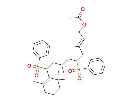 Molecular Structure of 475558-35-1 (1-acetoxy-5.9-dibensenesulfonyl-3,7-dimethyl-9-(2,6,6-trimethyl-1-cyclohexenyl)-2,6-nonadiene)