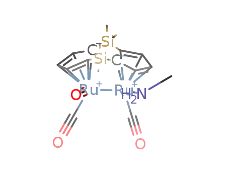 Molecular Structure of 287097-18-1 (((η5-C5H3)2(SiMe2)2)Ru2(CO)3(NH2Me))