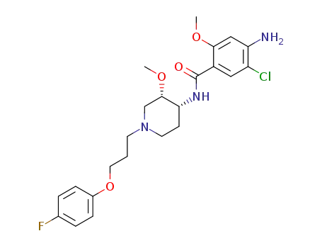 Molecular Structure of 81098-60-4 (Benzamide,4-amino-5-chloro-N-[1-[(3R,4S)-3-(4-fluorophenoxy)propyl]-3-methoxy-4-piperidinyl]-2-methoxy-,rel-)