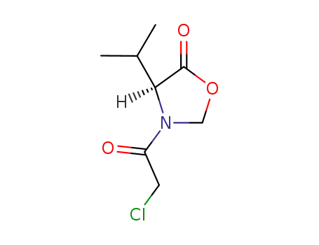 Molecular Structure of 139885-44-2 (5-Oxazolidinone, 3-(chloroacetyl)-4-(1-methylethyl)-, (S)-)