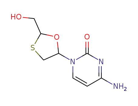Molecular Structure of 141434-39-1 (2(1H)-Pyrimidinone, 4-amino-1-[2-(hydroxymethyl)-1,3-oxathiolan-5-yl]-)