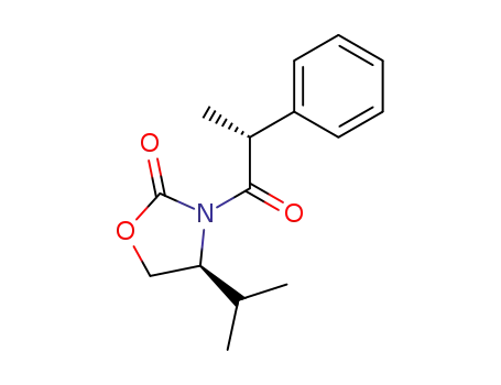 Molecular Structure of 311310-18-6 (2-Oxazolidinone, 4-(1-methylethyl)-3-[(2R)-1-oxo-2-phenylpropyl]-, (4S)-)