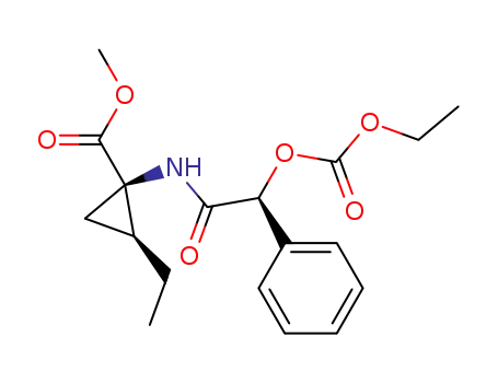 Molecular Structure of 98189-21-0 ((1R,2S)-1-((S)-2-Ethoxycarbonyloxy-2-phenyl-acetylamino)-2-ethyl-cyclopropanecarboxylic acid methyl ester)
