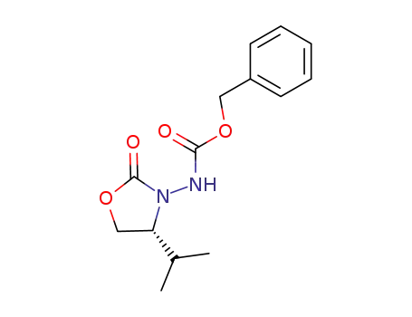 Molecular Structure of 464157-77-5 (benzyl (R)-(4-isopropyl-2-oxo-3-oxooxazolidin-3-yl)carbamate)