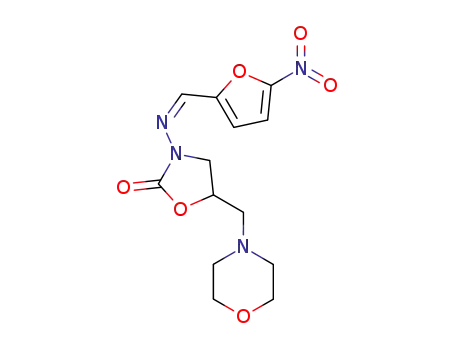 Molecular Structure of 59811-34-6 (5-(morpholin-4-ylmethyl)-3-[(5-nitro-2-furyl)methylideneamino]oxazolidin-2-one)