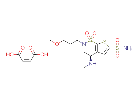 Molecular Structure of 1448780-04-8 ((R)-(+)-4-ethylamino-2-(3-methoxypropyl)-3,4-dihydro-2H-thieno[3,2-e]-1,2-thiazine-6-sulfonamide-1,1-dioxide maleate)