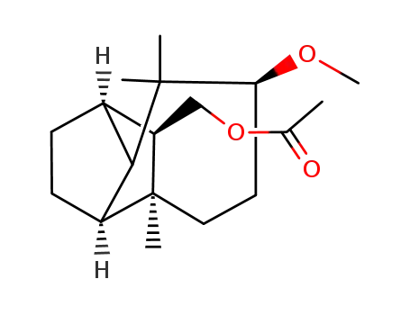Molecular Structure of 126899-54-5 (Acetic acid (1R,3aS,4S,7S,9R)-7-methoxy-4,8,8-trimethyl-decahydro-1,4-methano-azulen-9-ylmethyl ester)