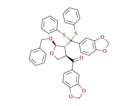 (+)-(2S,3S,4R)-2-(Benzyloxy)-4-<3,4-(methylenedioxy)benzoyl>-3-<<3,4-(methylenedioxy)phenyl>bis(phenylthio)methyl>tetrahydrofuran