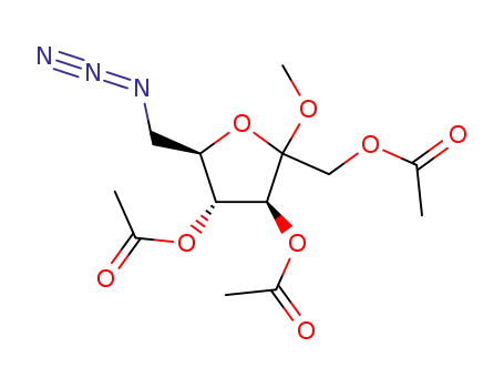 Molecular Structure of 151071-09-9 (.beta.-D-Fructofuranoside, methyl 6-azido-6-deoxy-, 1,3,4-triacetate)