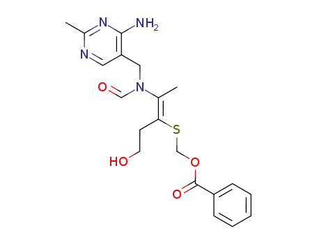 Molecular Structure of 18481-26-0 (4-[(4-amino-2-methyl-5-pyrimidinylmethyl)(formyl)amino]-3-(2-hydroxyethyl)-2-thiapent-3-enyl benzoate)