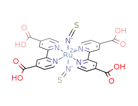 Molecular Structure of 141460-19-7 (CIS-BIS(ISOTHIOCYANATO)BIS(2,2-BIPYRIDYL-4,4-DICARBOXYLATO)-RUTHENIUM(II))