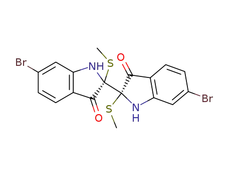 Molecular Structure of 11051-34-6 ([2,2'-Bi-3H-indole]-3,3'-dione,6,6'-dibromo-1,1',2,2'-tetrahydro-2,2'-bis(methylthio)-)