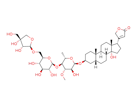 Molecular Structure of 114590-46-4 (Card-20(22)-enolide,3-[(O-D-apio-b-D-furanosyl-(1&reg;6)-O-b-D-glucopyranosyl-(1&reg;4)-6-deoxy-3-O-methyl-a-L-glucopyranosyl)oxy]-14-hydroxy-, (3b,5b,17a)- (9CI))