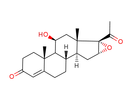 Molecular Structure of 3684-83-1 (16α,17-Epoxy-11β-hydroxypregn-4-ene-3,20-dione)