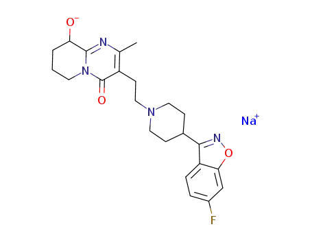 Molecular Structure of 1172995-09-3 (3-[2-[4-(6-fluoro-1,2-benzisoxazol-3-yl)-1-piperidinyl]ethyl]-6,7,8,9-tetrahydro-9-hydroxy-2-methyl-4H-pyrido[1,2-a]pyrimidin-4-one sodium)