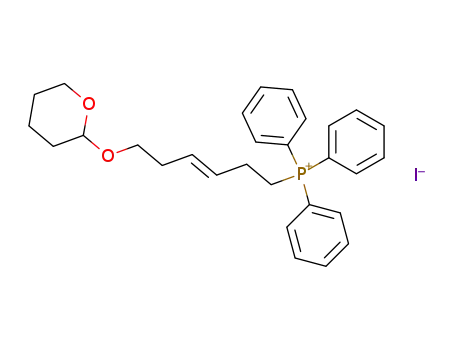 Molecular Structure of 130236-43-0 ((E)-6-(2-tetrahydropyranyloxy)-hex-3-enyltriphenyl phosphonium iodide)