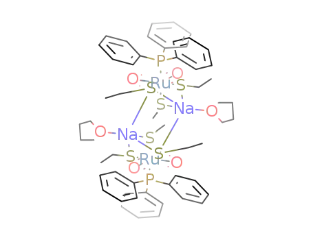 {(triphenylphosphine)(carbonyl)2ruthenium(μ2-ethanethiolato)(μ3-ethanethiolato)sodium(THF)}2
