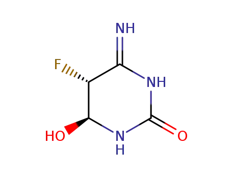 Molecular Structure of 100814-60-6 (2(1H)-Pyrimidinone,4-amino-5-fluoro-5,6-dihydro-6-hydroxy-,trans-(9CI))