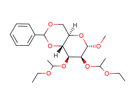 Molecular Structure of 26295-65-8 ((4aR,6S,7S,8S,8aR)-7,8-Bis-(1-ethoxy-ethoxy)-6-methoxy-2-phenyl-hexahydro-pyrano[3,2-d][1,3]dioxine)