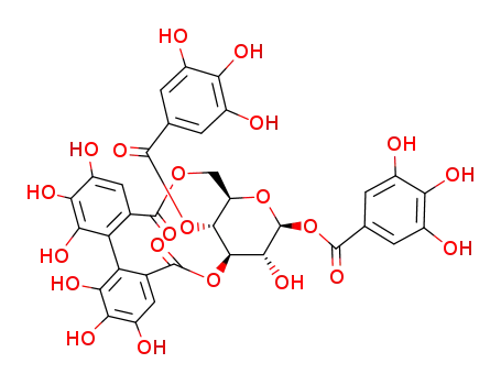 Molecular Structure of 952687-85-3 (1,4-di-O-galloyl-3,6-(R)-hexahydroxydiphenyl-β-glucopyranose)