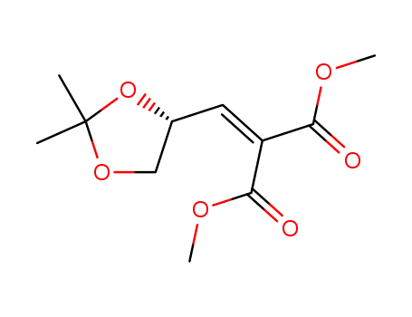 Molecular Structure of 204390-79-4 (Propanedioic acid, [[(4R)-2,2-dimethyl-1,3-dioxolan-4-yl]methylene]-,
dimethyl ester)
