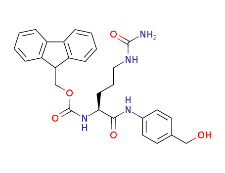 Molecular Structure of 870487-04-0 ((S)-(9H-fluoren-9-yl)methyl (1-((4-(hydroxymethyl)phenyl)amino)-1-oxo-5-ureidopentan-2-yl)carbamate)