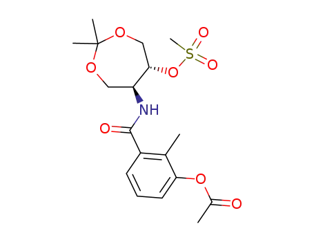 Molecular Structure of 188936-03-0 (Acetic acid 3-((5S,6R)-6-methanesulfonyloxy-2,2-dimethyl-[1,3]dioxepan-5-ylcarbamoyl)-2-methyl-phenyl ester)