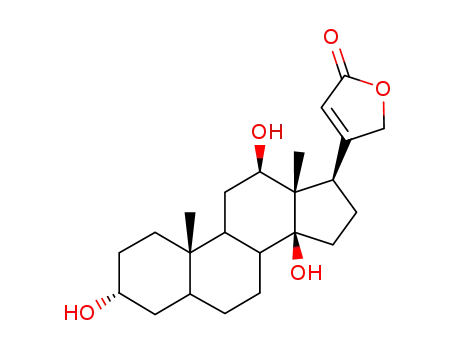 Molecular Structure of 465-14-5 ((3alpha,5beta,12beta)-3,12,14-trihydroxycard-20(22)-enolide)