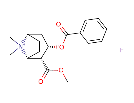 Molecular Structure of 5937-29-1 (1-alpha-H,5-alpha-H-Tropanium, 2-beta-carboxy-3-beta-hydroxy-8-methyl- , iodide, methyl ester, benzoate)