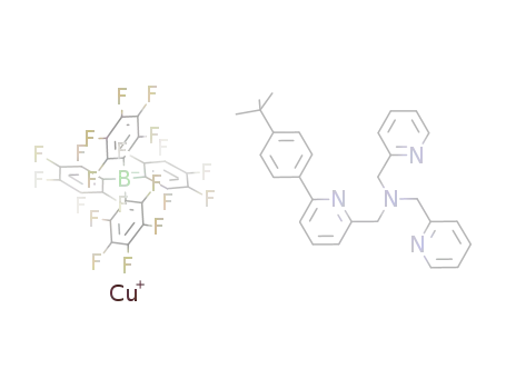 Molecular Structure of 943218-68-6 ([(6-t-butyl-phenyl-2-pyridylmethyl)bis(2-pyridylmethyl)amine)Cu(I)]B(C<sub>6</sub>F<sub>5</sub>)4)