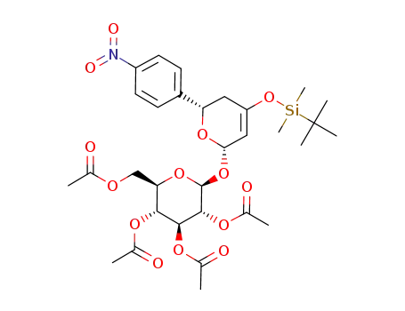 Acetic acid (2R,3R,4S,5R,6S)-3,5-diacetoxy-2-acetoxymethyl-6-[(2S,6S)-4-(tert-butyl-dimethyl-silanyloxy)-6-(4-nitro-phenyl)-5,6-dihydro-2H-pyran-2-yloxy]-tetrahydro-pyran-4-yl ester
