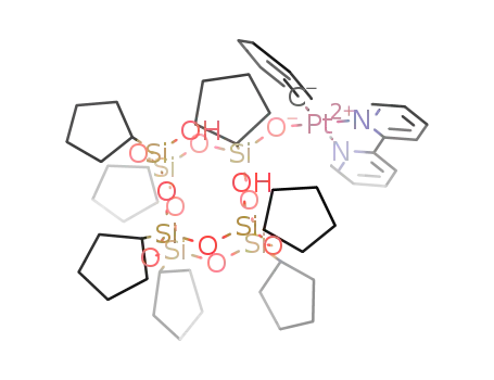 Molecular Structure of 1259401-57-4 ([Pt((c-C<sub>5</sub>H<sub>9</sub>)7Si<sub>7</sub>O<sub>10</sub>(OH)2)(C<sub>6</sub>H<sub>5</sub>)(2,2'-bipyridine)])