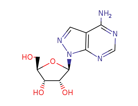 Molecular Structure of 3258-05-7 (1-pentofuranosyl-1H-pyrazolo[3,4-d]pyrimidin-4-amine)