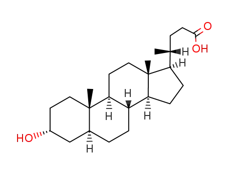 Molecular Structure of 2276-94-0 ((4R)-4-[(3R,5S,8R,9S,10S,13R,14S,17R)-3-hydroxy-10,13-dimethyl-2,3,4,5,6,7,8,9,11,12,14,15,16,17-tetradecahydro-1H-cyclopenta[a]phenanthren-17-yl]pentanoic acid)