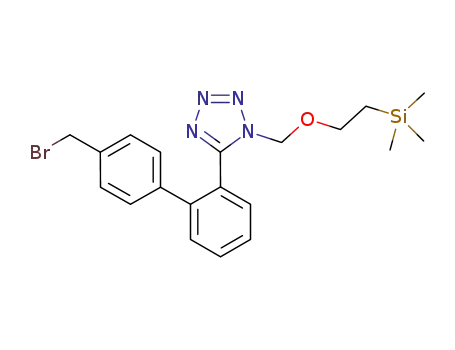 Molecular Structure of 1004758-90-0 (1-(2-trimethylsilylethoxymethyl)-5-(4'-bromomethylbiphenyl-2-yl)-1H-tetrazole)