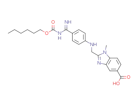 Molecular Structure of 1848337-06-3 (2-[((4-[([(hexyloxy)carbonyl]amino)methanimidoyl]phenyl)amino)methyl]-1-methyl-1H-benzimidazole-5-carboxylic acid)