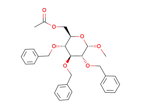 Molecular Structure of 82231-38-7 (methyl 6-O-acetyl-2,3,4-tri-O-benzyl-α-D-glucopyranoside)