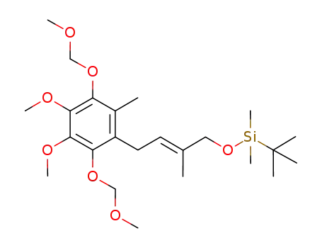 Molecular Structure of 944936-27-0 ((tert-butyl){[(2E)-4-(3,4-dimethoxy-2,5-bis(methoxymethoxy)-6-methylphenyl)-2-methylbut-2-enyl]oxy}dimethylsilane)