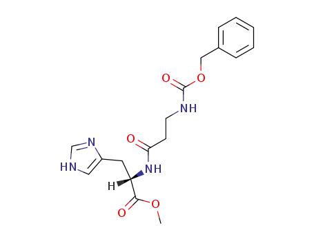 Molecular Structure of 21612-27-1 (L-Histidine, N-[N-[(phenylmethoxy)carbonyl]-b-alanyl]-, methyl ester)