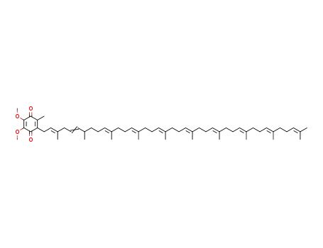 Molecular Structure of 94827-96-0 (2-((2E,5E,10E,14E,18E,22E,26E,30E,34E)-3,7,11,15,19,23,27,31,35,39-Decamethyl-tetraconta-2,5,10,14,18,22,26,30,34,38-decaenyl)-5,6-dimethoxy-3-methyl-[1,4]benzoquinone)